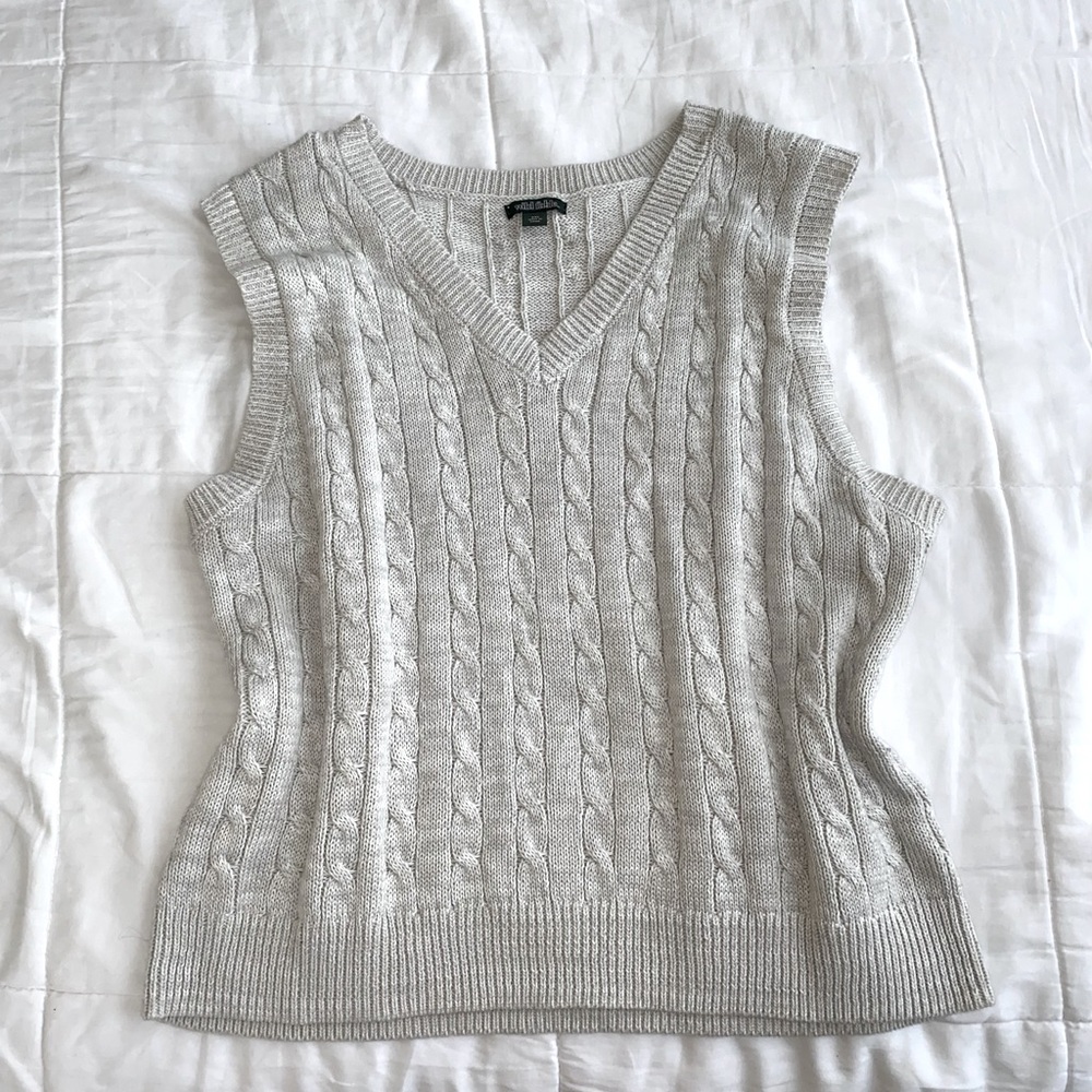 Grey sweater vest from target. 2XL but runs small.